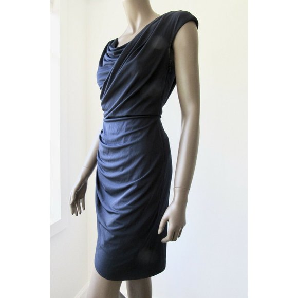 Maggy London Navy Blue Draping Dress Size 4 - Picture 1 of 5